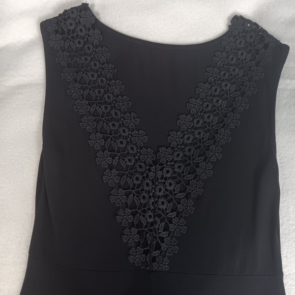 Lascana Sleeveless Blavk Jersey Midi Dress Lace V-neck Back Detail US Sz 4 - Picture 10 of 14